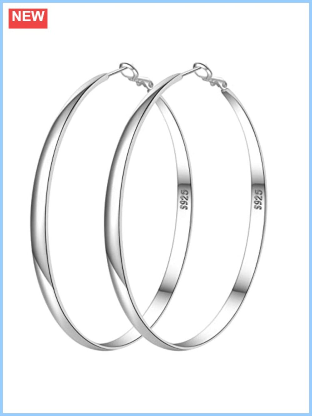 925 Sterling Silver Hoop Earrings Hypoallergenic Large Thin Lightweight